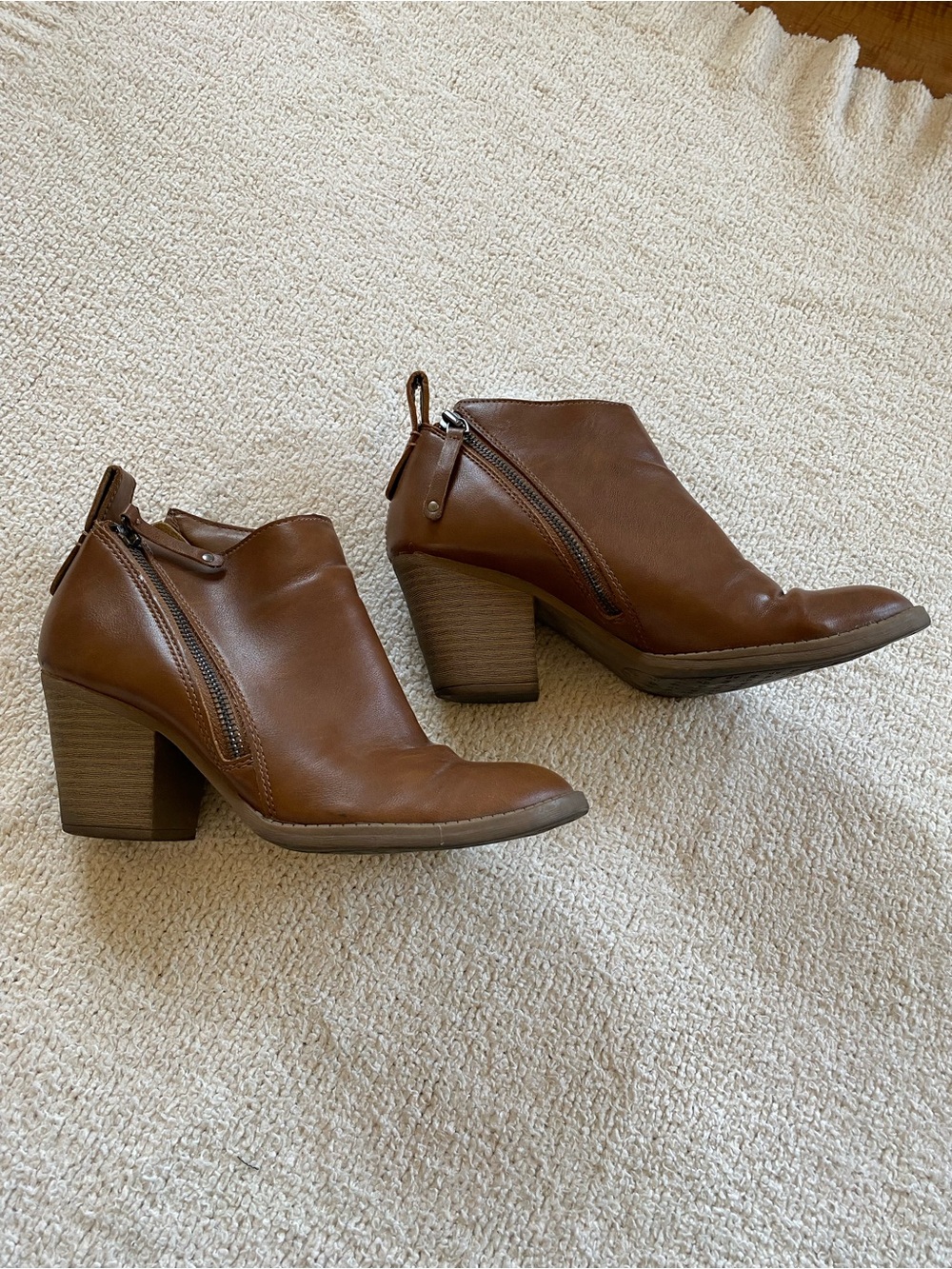 Brown Ankle Booties with Block Heel